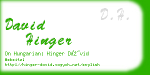 david hinger business card